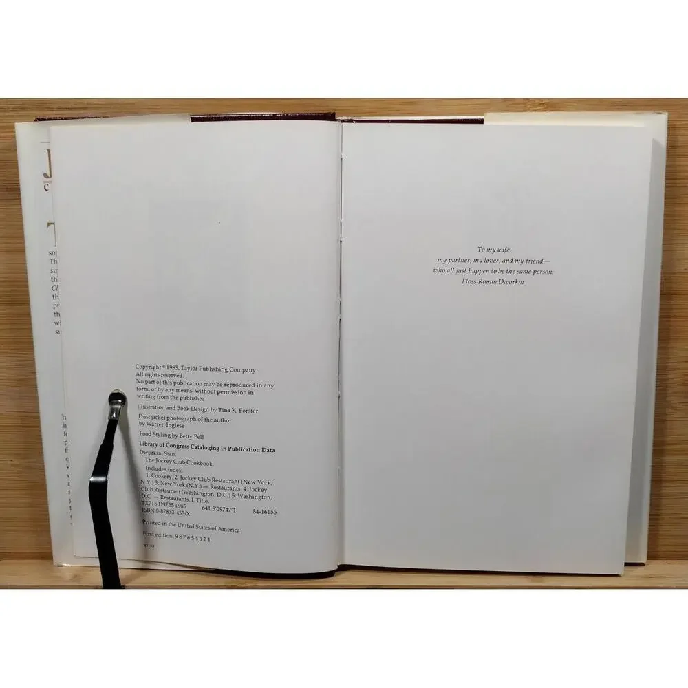The Jockey Club Cookbook‎ by Stan Dworkin - FIRST EDITION
